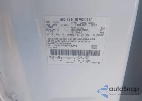 2009 Ford F-150 Fx4/Lariat/Xl/Xlt from USA, damaged, VIN 1FTPX14V69FA12976
